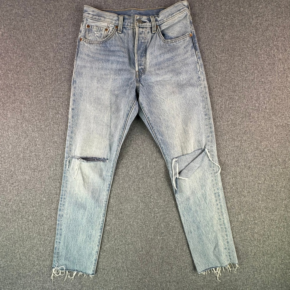 Levi's Jeans Womens W27 501 S Skinny Light Wash Distressed Ripped Denim